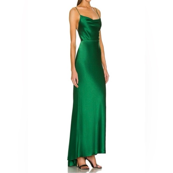 NWT- The Alice + Olivia Montana Maxi Gown in Deep Emerald-Size 4 - Picture 4 of 5